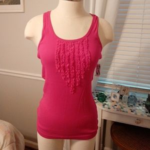 Pink magenta ruffle front tank top size medium